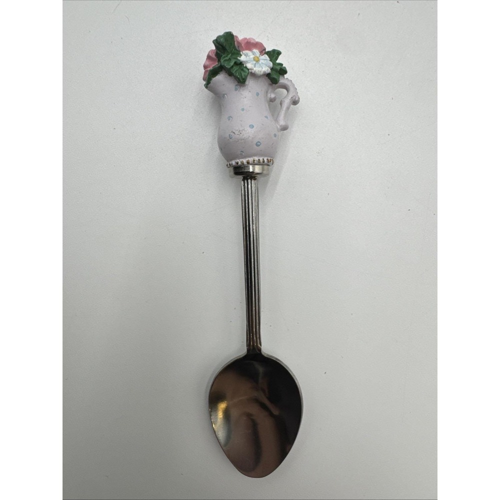 Vintage Souvenir Spoon Collectible Vase With Flowers Pitcher Avon 2000 Stainless